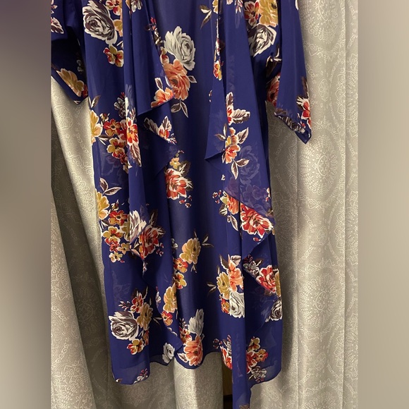 NWT LulaRoe Shirley Long Kimono Jacket Sheer Unicorn Floral Print Blue Sz Small - Picture 3 of 6